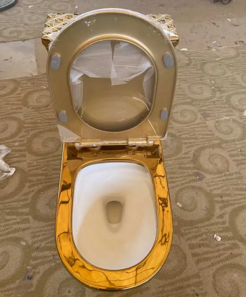 golden sanitary wares one piece  siphonic  gold ceramic toilet for hotel
