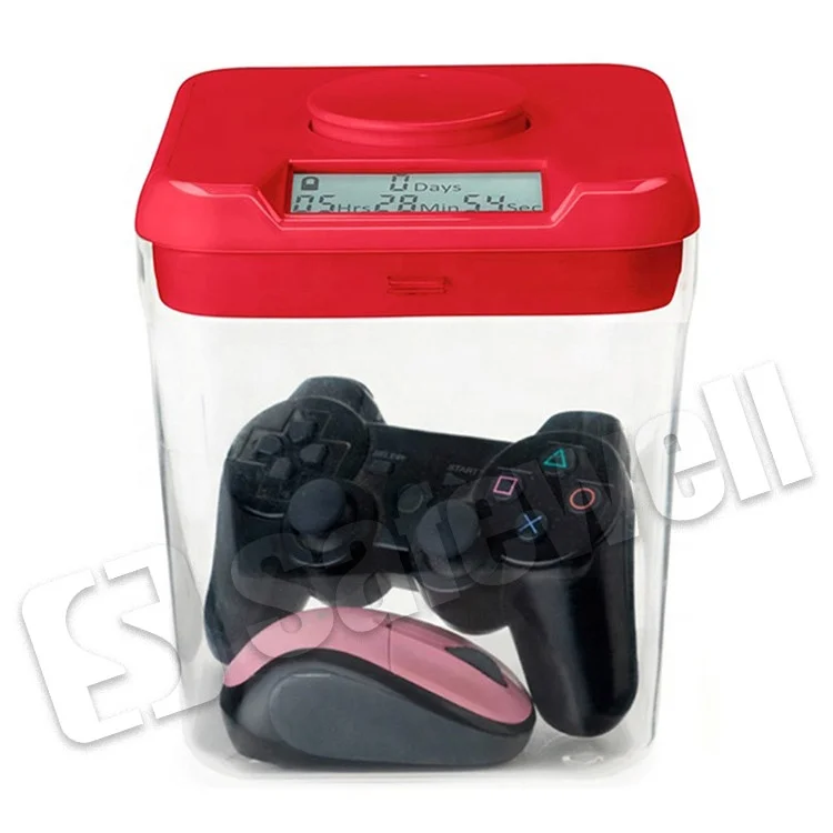 smart plastic stackable mini multi-function phone box timer stash box with lock  container locking case for cookie candy jar