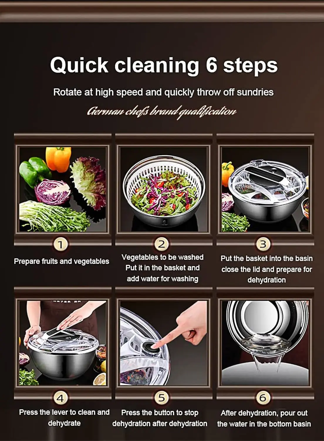 3.6L Fruit and Vegetable Washing Machine Hand-pressed Manual Fruit and Vegetable Salad Dehydrator Dryer Washer with Bowl