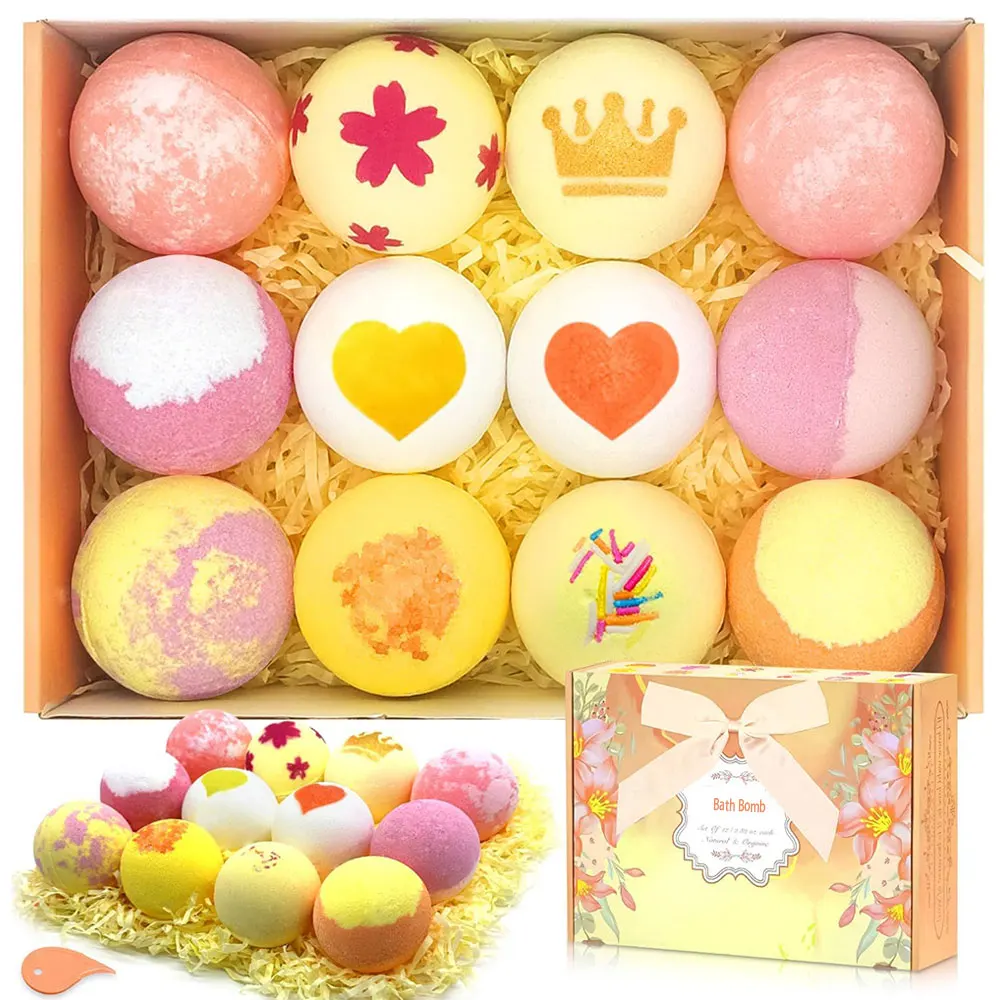 Custom Wholesale 12 pcs Bubble Shower Fizzies Handmade Organic Bathbomb Himalayan Sea Salt Bath Fizzies Bath Bomb Set
