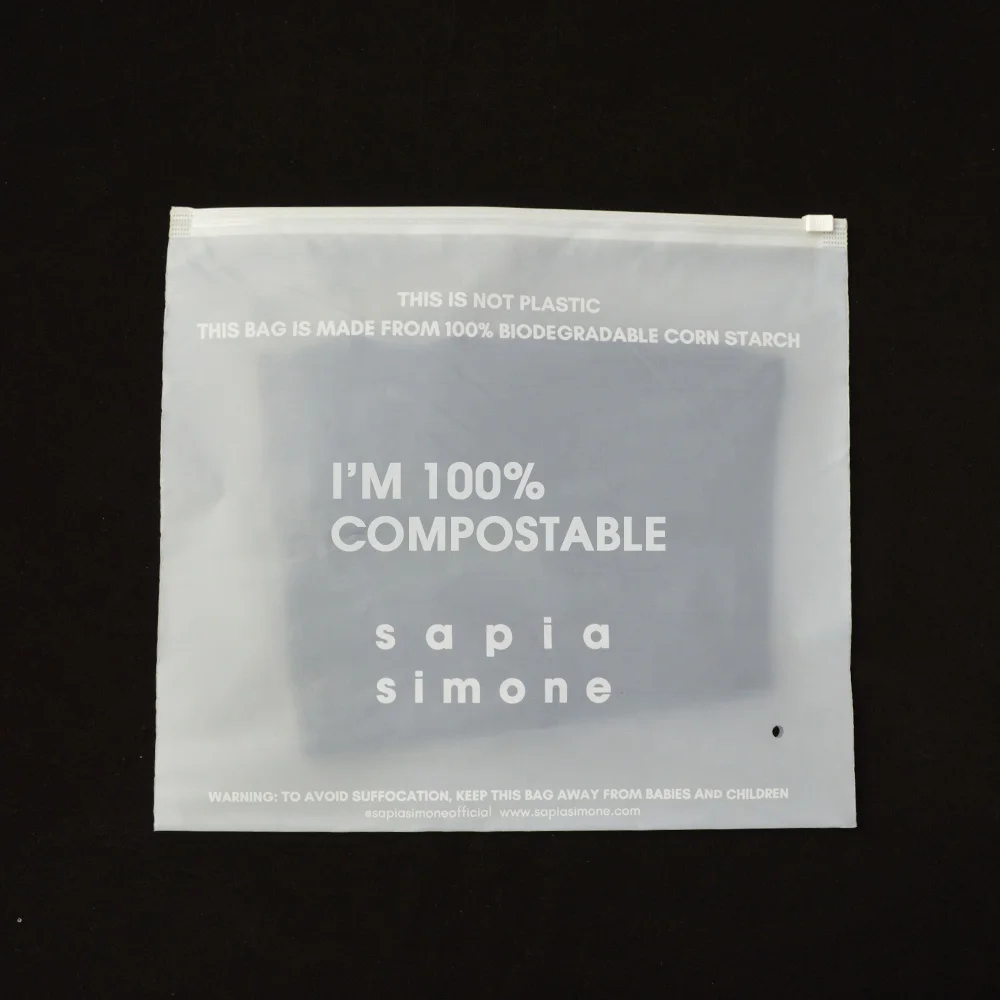 Free samples eco-friendly bio degradable cornstarch custom bag zipper bag with competitive price compostable biodegradable bag