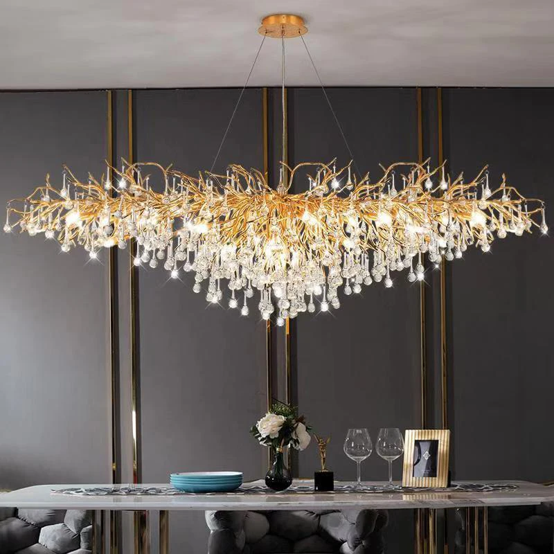 Luxury Nordic Modern Crystal  LED Home Twigs Branch Lobby Dining Room Living Room Ceiling Chandelier Pendant Lights Lamps