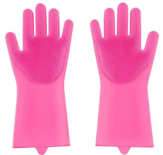 Reusable Silicone Dish Washing Sponge Scrubber Gloves Cleaning Glove Heat Resistant Glove Kitchen Tool For Kitchen