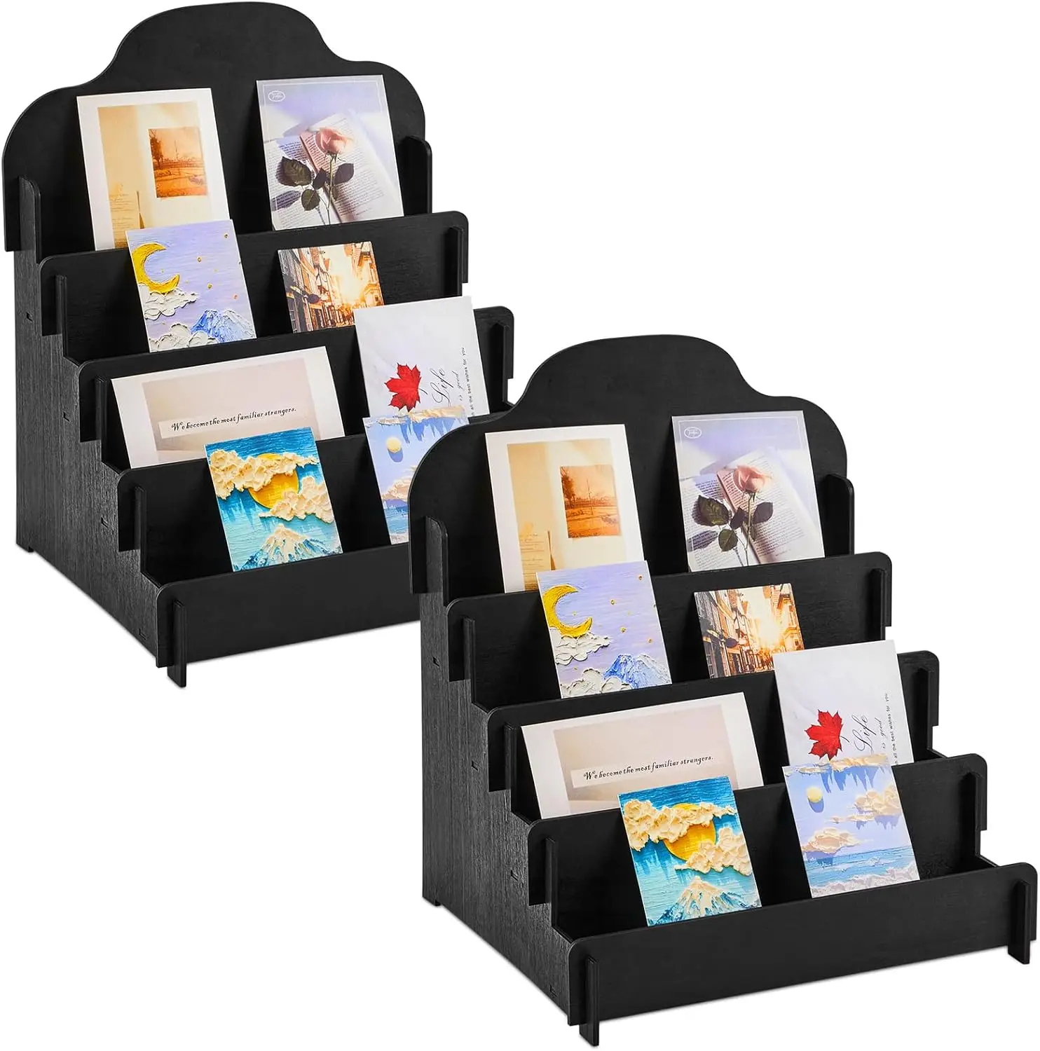 202411 4 Tier Greeting Card Display Stand Wooden Sticker Display Stand Portable Card Display Rack