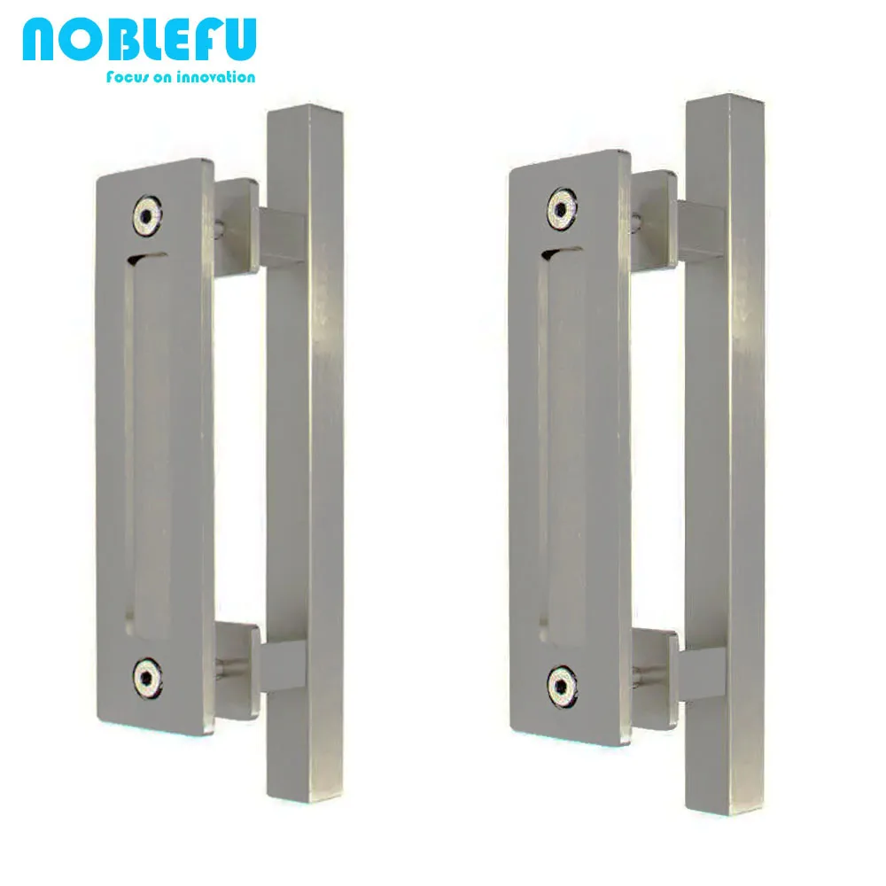 Modern Design Carbon Steel/Aluminum Barn Door Hardware Kit Wholesale Cheap Fashion Sliding Big Door Handle with Lock for Villas