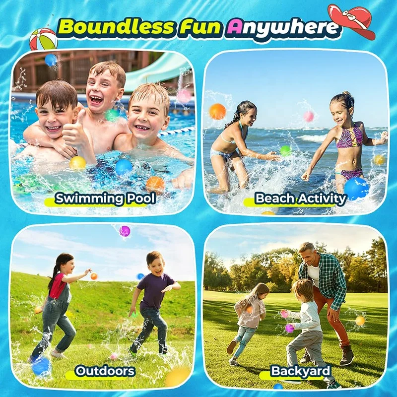 Soppycid Silicone Balloon Summer Refillable Self Sealing Magic Reusable Water Balloon For Quick Easy Reusable Water Bombs Ball
