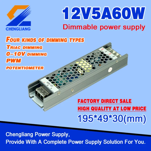 60W-1000w 12V 5A SMPS Power Supply Triac 0-10V Dimming LED Driver ac dc 12v to 5v buck converter 24v power 8a supply