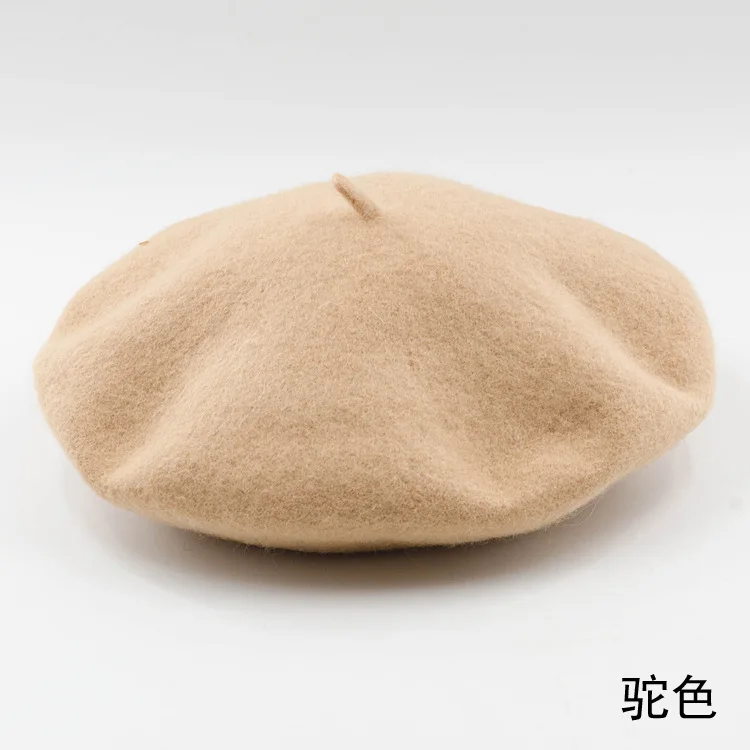 
Hot Sale colorful Fashion Artist 100%Wool Classical plain French Beret for Women outdoor 
