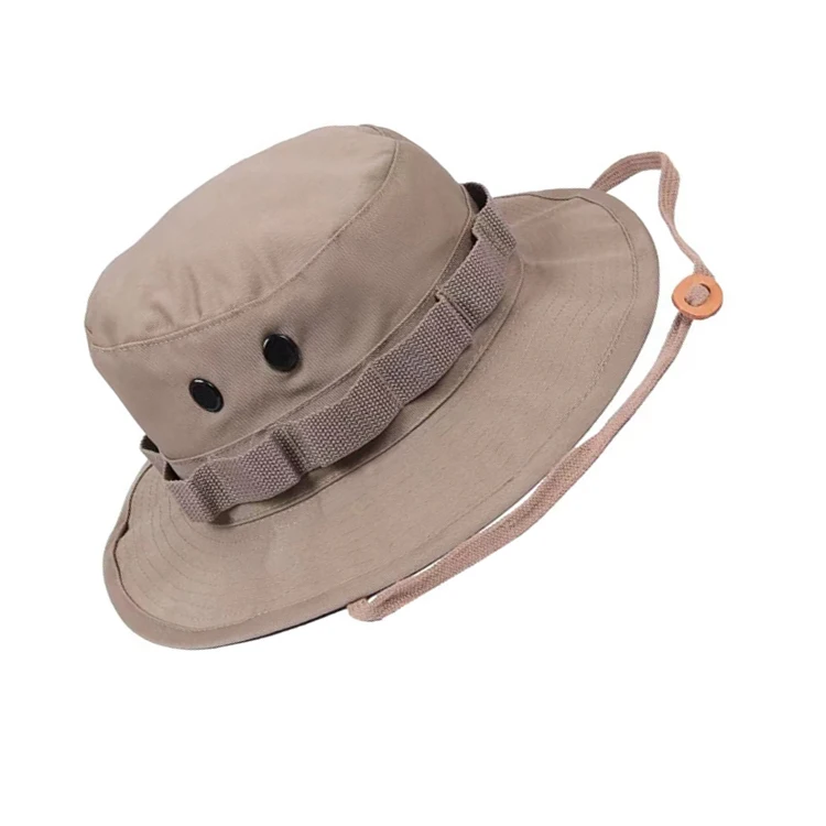 Wholesale 100%Cotton wide brim fishing boonie hat custom design fishermen bucket hat