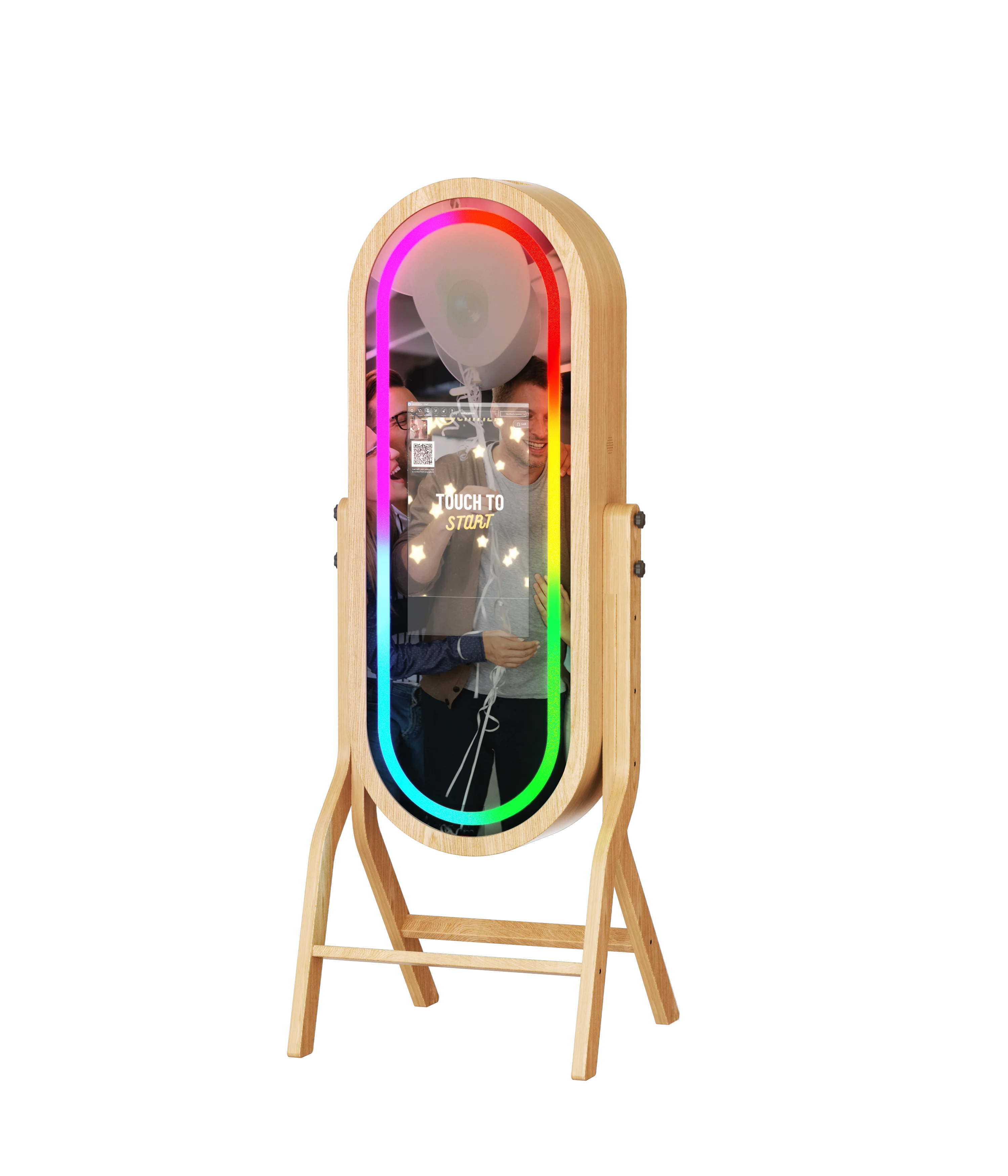 New Product Explosion Vintage Wooden Retro Mirror Photobooth Dslr Touch Screen Smart Mirror Photo Booth Kiosk for Wedding