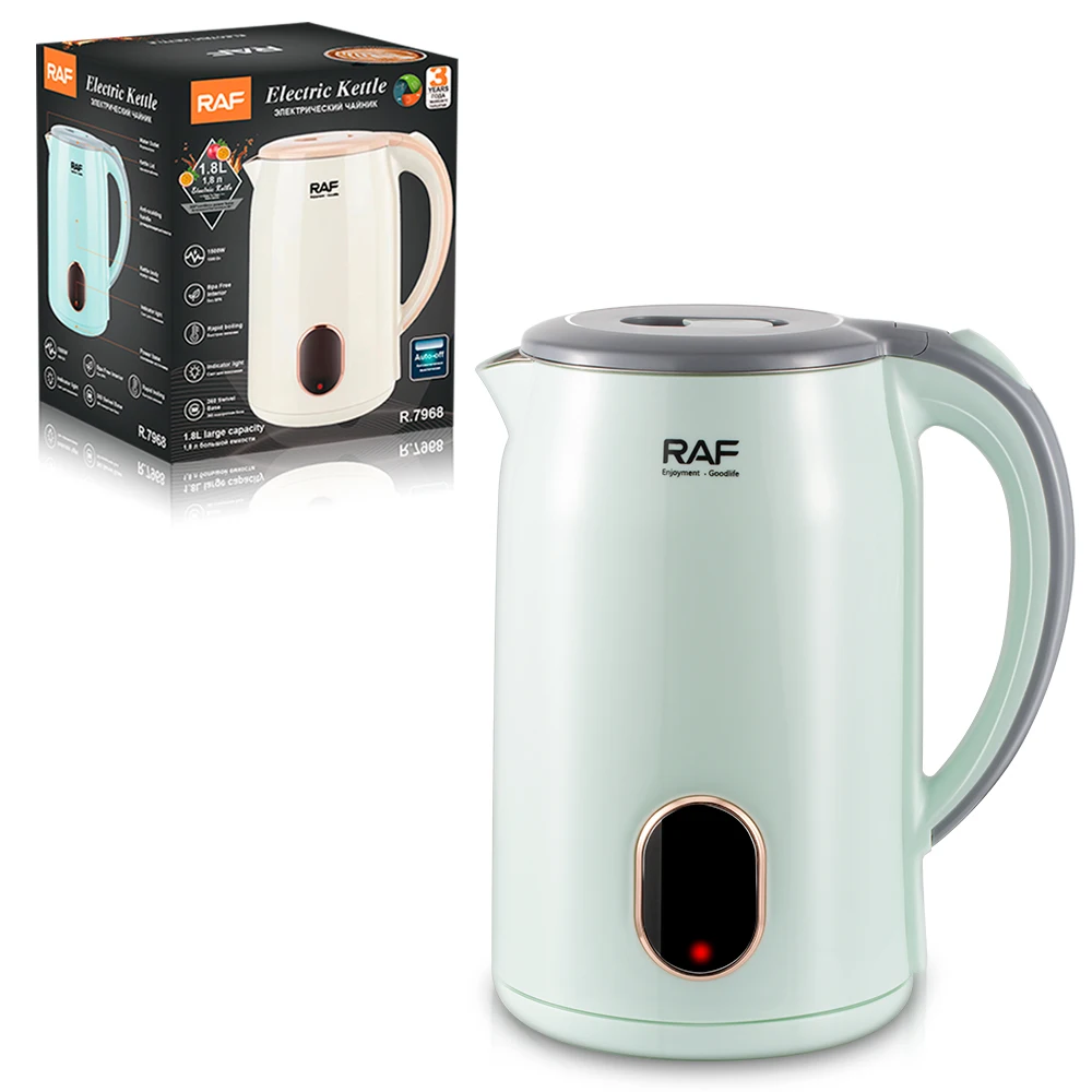 RAF Stainless Steel Interior 1.7L Double Wall Water Boiler Electric Tea Kettle