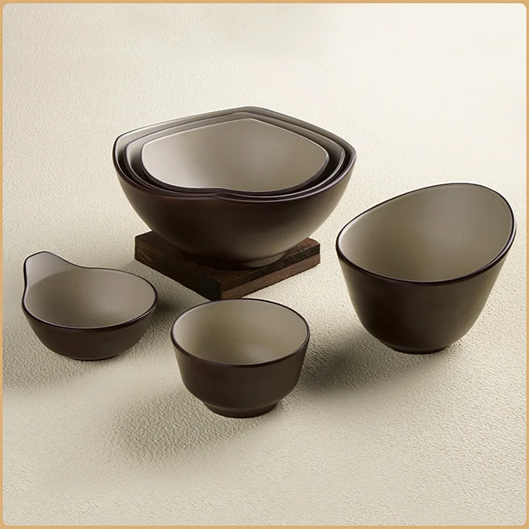 Unstable plastic soup bowls, irregular melamine bowls in restaurant tableware