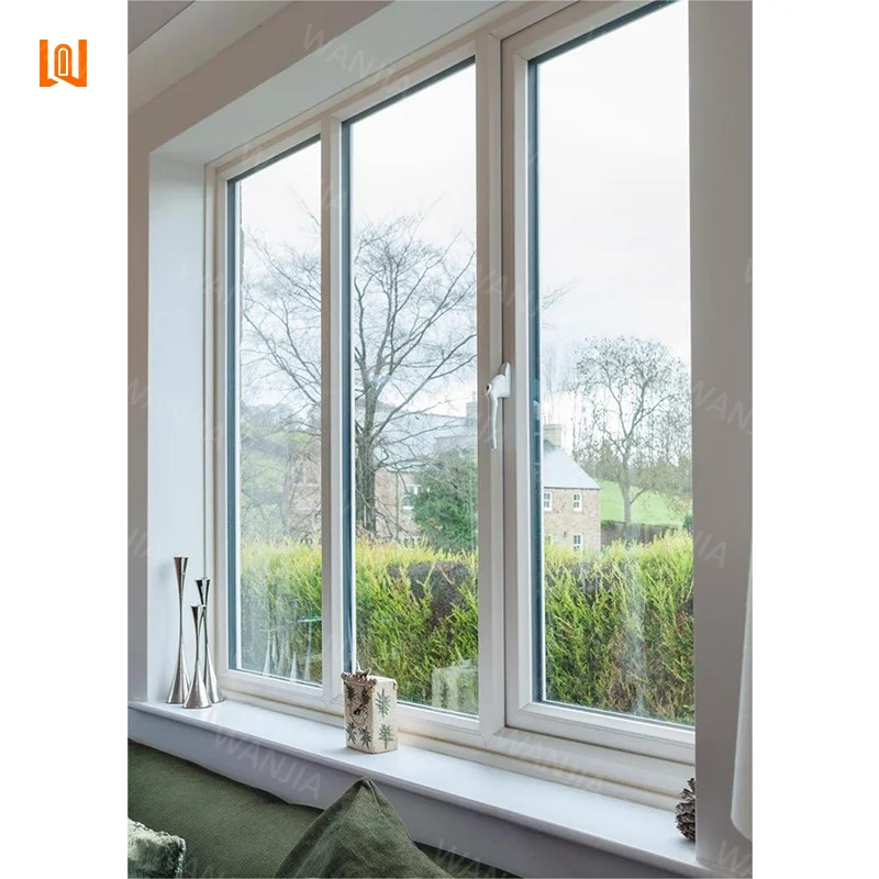 Factory direct customized white frame plastic PVC windows double glazing soundproof UPVC windows indoor casement windows