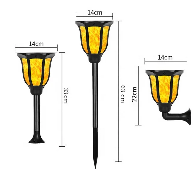 Torch Lights Lighting Solar Bamboo Tiki Torch Flame Warm LED Amber Flickering Light Landscape Solar Flaming Bamboo Torch
