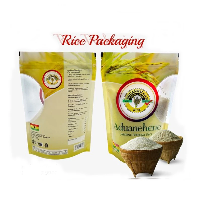Biodegradable Custom Printed Plastic Handle Food Package Nylon Flour Rice Packaging Bags 500g 1kg 2.5kg 5kg