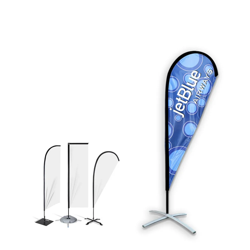 Windproof Promotion Custom Rectangle Teardrop Advertising Outdoor Party Feather Beach Flags
