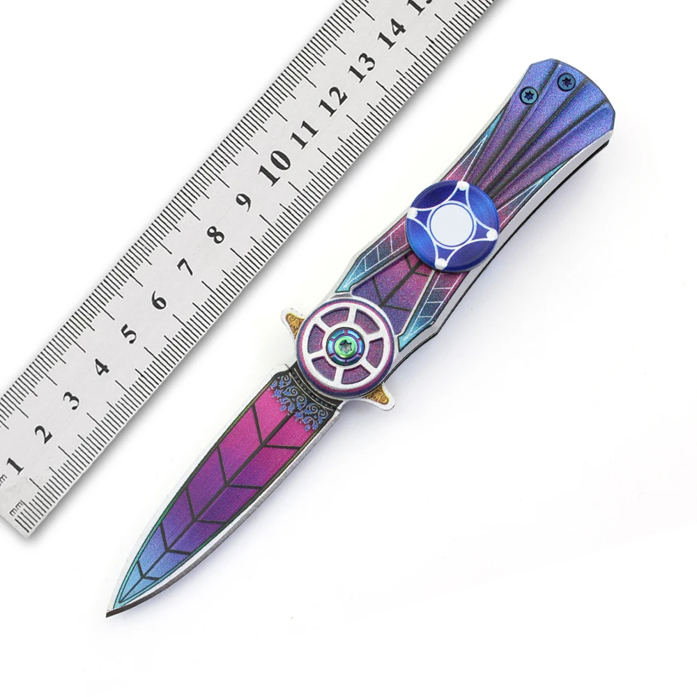 Hot sale Wholesale Outdoor Stainless Steel Blade metal handle fidget spinner pocket knife Folding Knife Unboxing knife