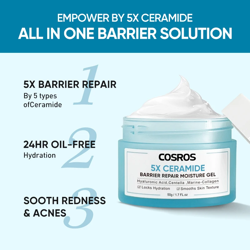 Wholesale 5x Ceramide Barrier Repair Moisture Gel With Hyaluronic Acid Centella Marine-Collage Face Cream