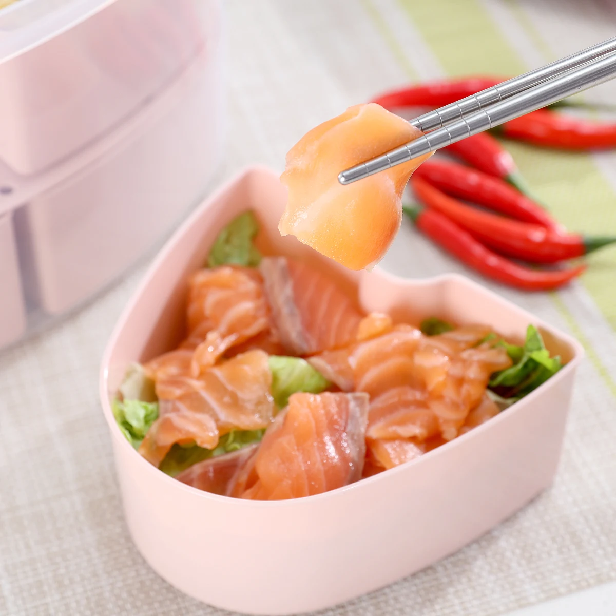 Japanese Style 2 Layers Hard Plastic Kids Bento Lunch Box With Handle