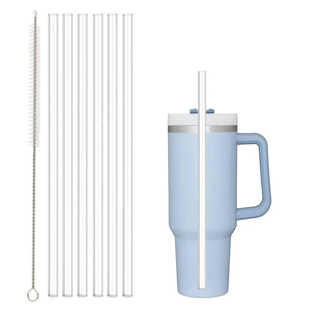 New Wholesale Replacement Straw Juice Plastic Drinking Straw Set For 40oz Car Cup Pe Reusable Straw With Cleaning Brush