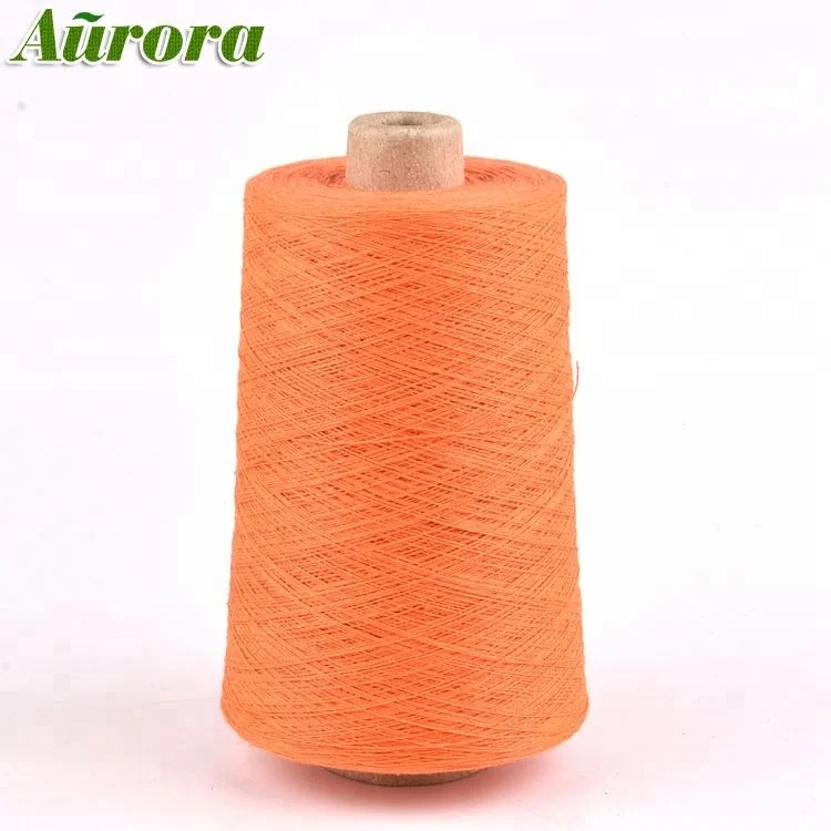 Factory supply orange knitting socks blended yarn Ne17S oe recycled cotton/polyester socks yarn