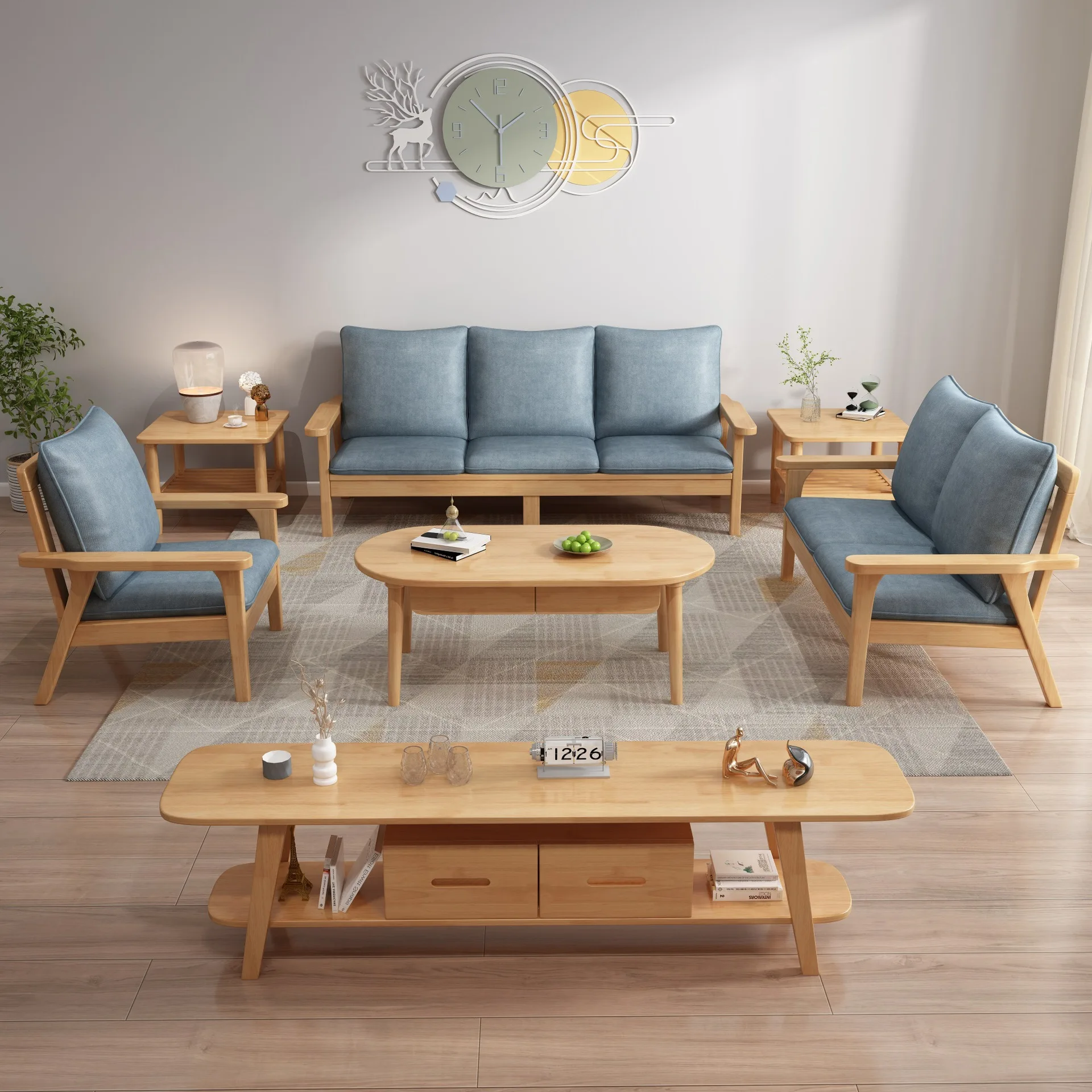 Solid Wood Nordic Minimalist Wooden Sofa Set Design For Living Room Product Sofa Combination