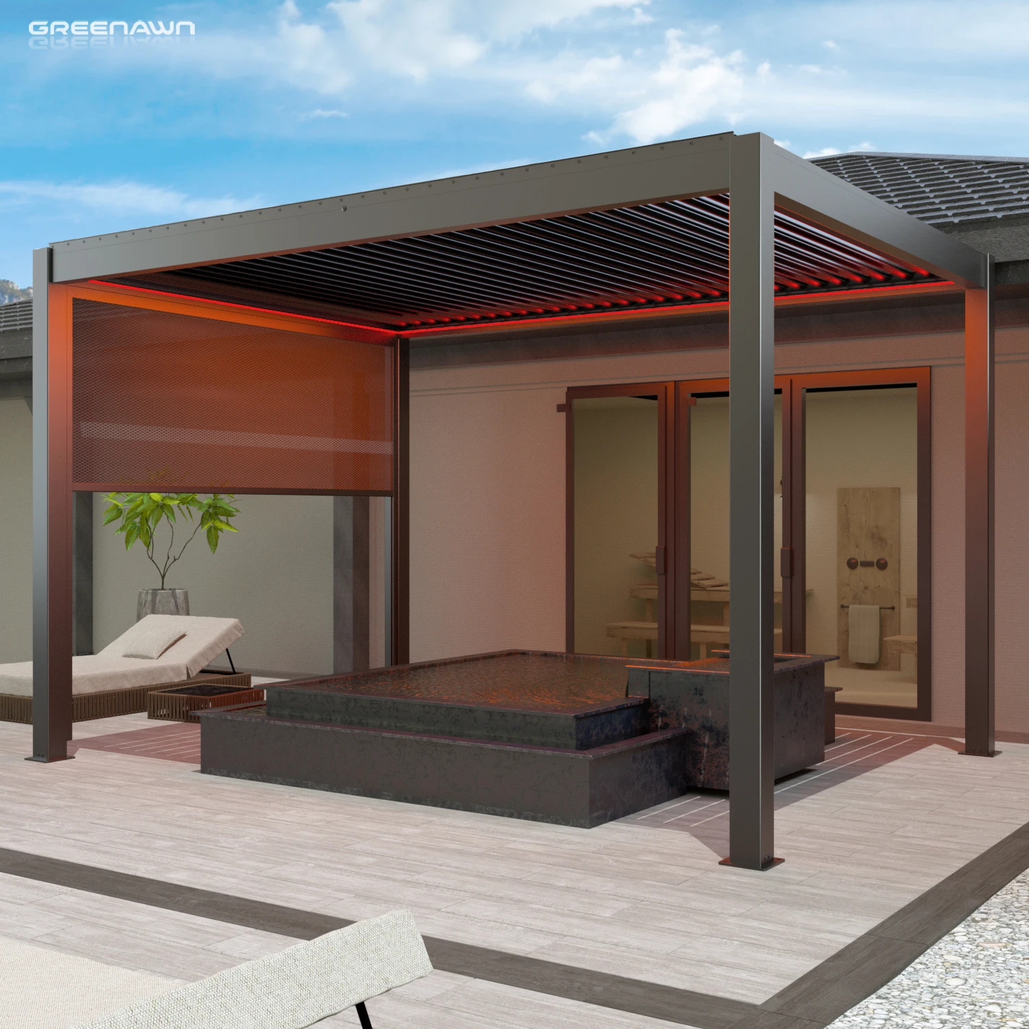 Customized louvered pergola roof diy 10ft x 13ft waterproof 3x3 pergola full aluminium outdoor motorized