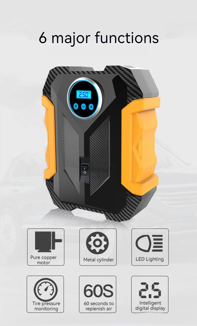 digital tire inflation pump led car tire inflator 12v cord car tyre inflator electric Automatic Portable air compressor