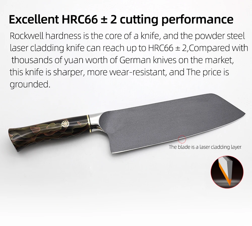 M390 Powder Steel Nakiri Knife 7 Inch Professional Kitchen Knife German Stainless Steel Forged Nakiri Knife with Resin Handle