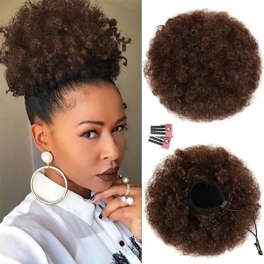 Puff Drawstring Ponytail Extension For Black Women 80 Gram Short Synthetic Afro Puff Ponytail for Natural Hair