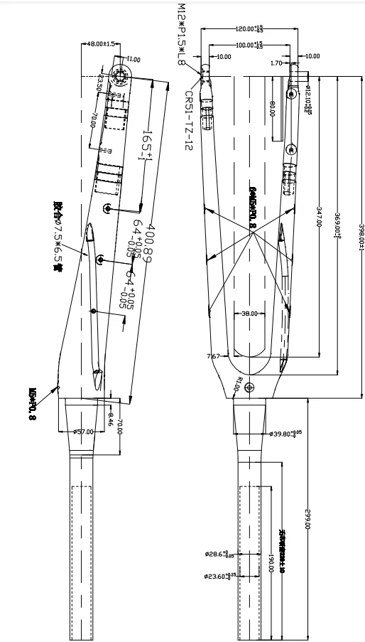 Hot Selling Products 700*40C Thru Axle 100*12Mm Disc Brake Gravel Bike Bicycle Carbon Fiber Front Fork
