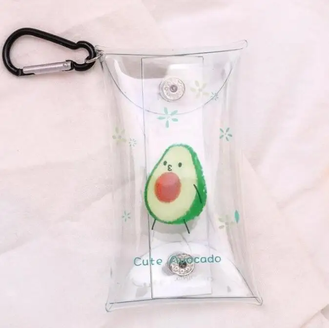 Cute Fruit Transparent Waterproof  Pencil Bags Coin Purse Wallet Pocket Bag Keychain Earphone Bag