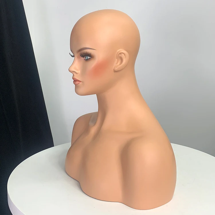 H5-E Professional Wig Display Female Mannequin Head Realistic Fashion Makeup Head with shoulder