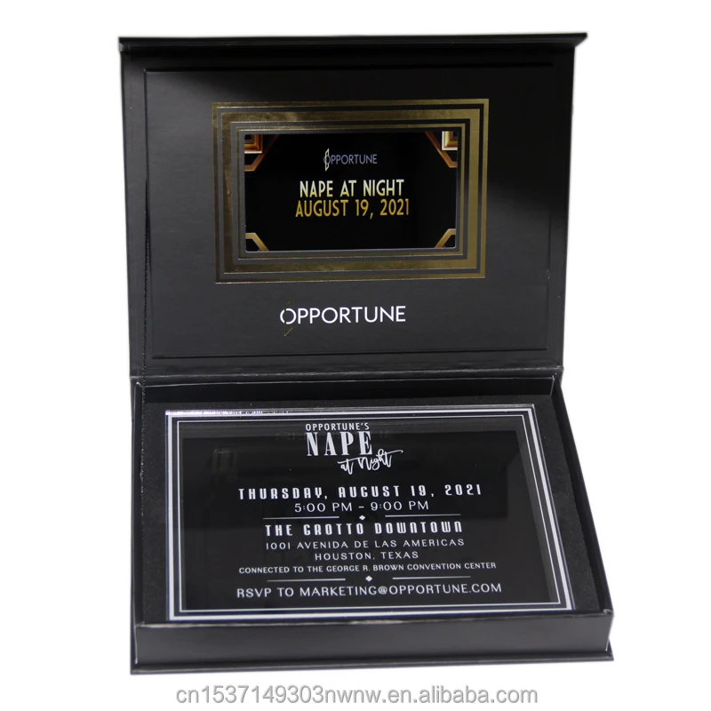 5 inch hd ips screen digital universal tft lcd video greeting gift luxury acrylic invitation card