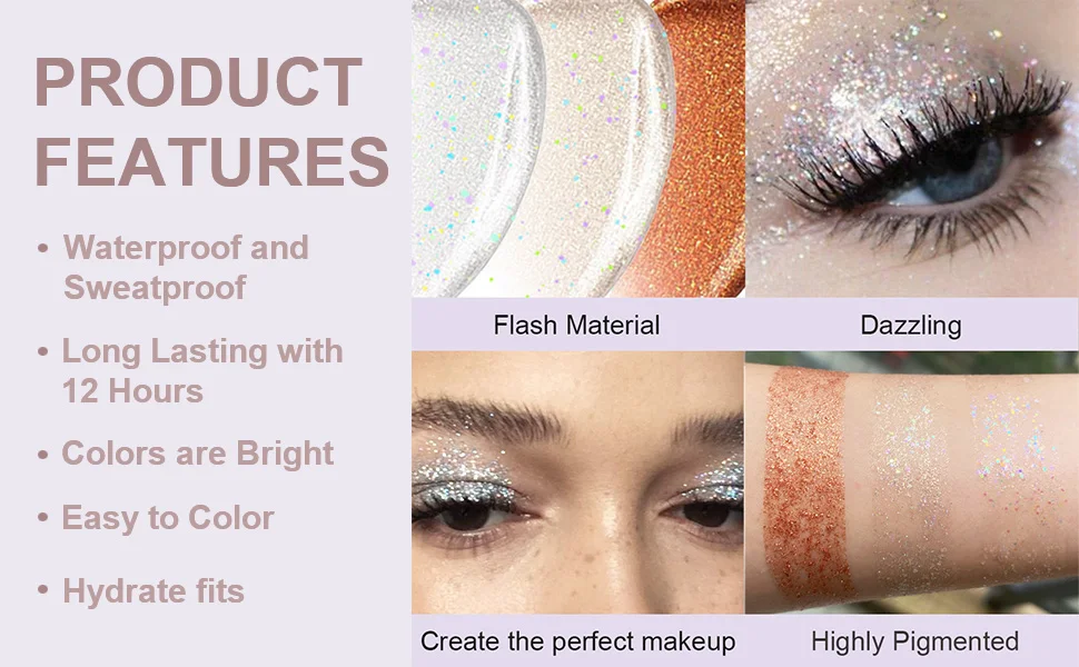 6 Color Glitter Liquid Eyeshadow Liquid Glitter Sequins Shimmer Cosmetic Liquid Eyeshadow