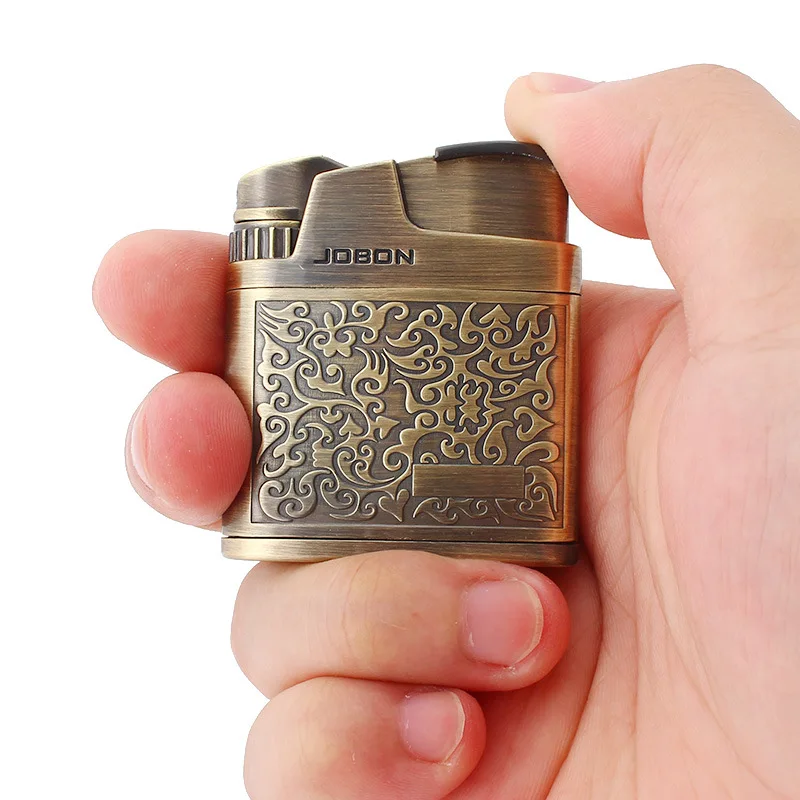 Wholesale Jobon Brand Single Flame Cigarette Lighter CUSTOM LOGO heating coil windproof portable metal cigar jet lighters