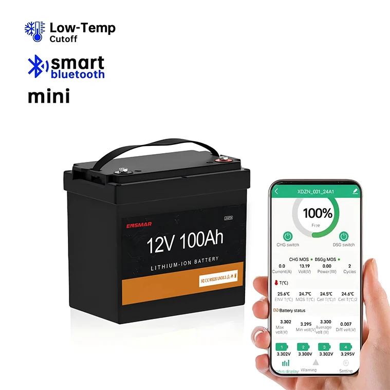 Ensmar cheapest 100 amp lithium ion battery small 12v battery solar power for home Rome