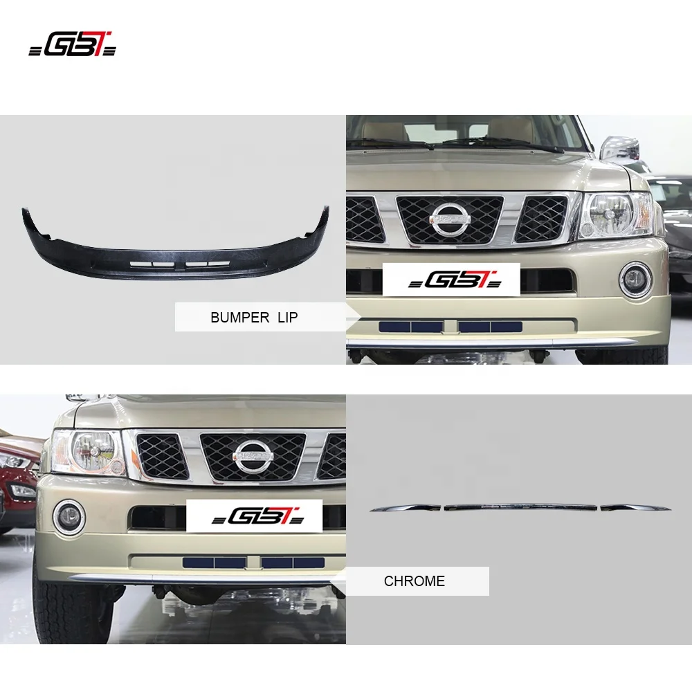 GBT car auto parts pp material front bumper lip and chrome year 2012-2016 For Nissan Patrol y61 safari model