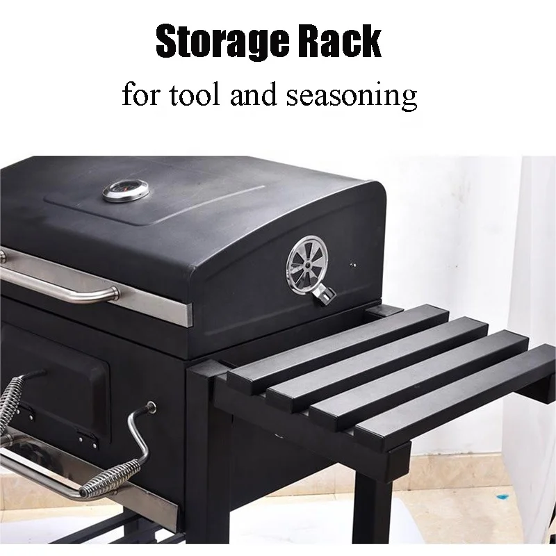 Steel Barbecue Grill Charcoal Barbecue Smoker Trolley Barbecue Grill Outdoor BBQ Grills Outdoor