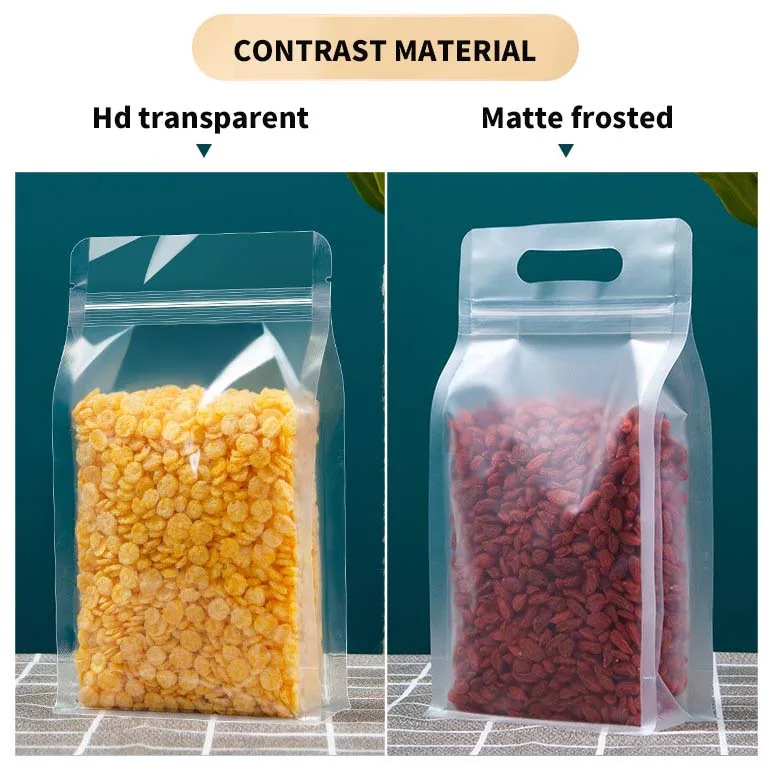 Food Grade Plastic Resealable Stand up Sealed Bag with Zipper Transparent Candy Coffee Pouch for Sugar Noodles Coffee Silver