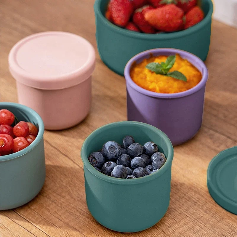 Factory Wholesale Oven Safe Food Grade Silicone Portable Kids Small Silicone Food Fruit Storage Sealing Container Box