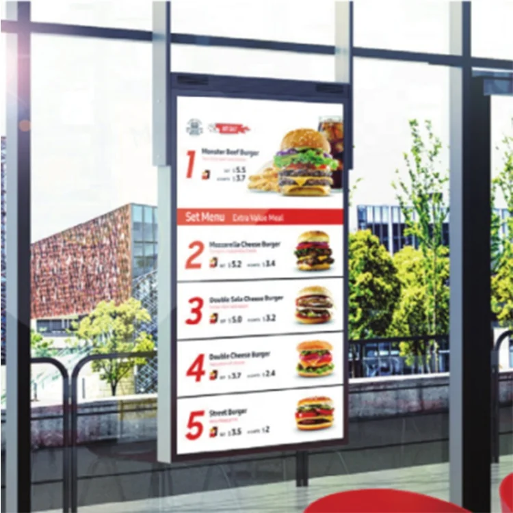 Высокая яркость 43 50 55 65 дюймов внутренний оконный дисплей Digital Signage двухсторонний верхний подвесной ЖК-дисплей рекламные дисплеи