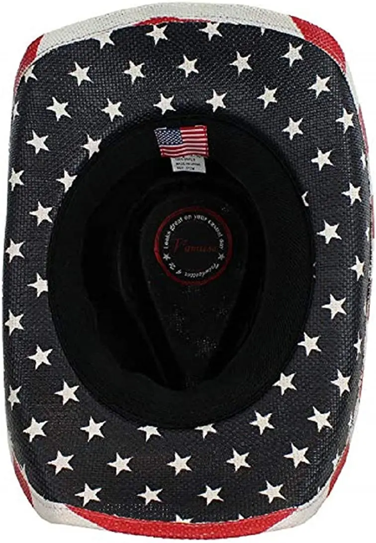 Vamuss для мужчин в винтажном стиле с изображением американского флага, ковбойская шляпа Западная форма-это Брим 4th of July головные уборы для мужчин