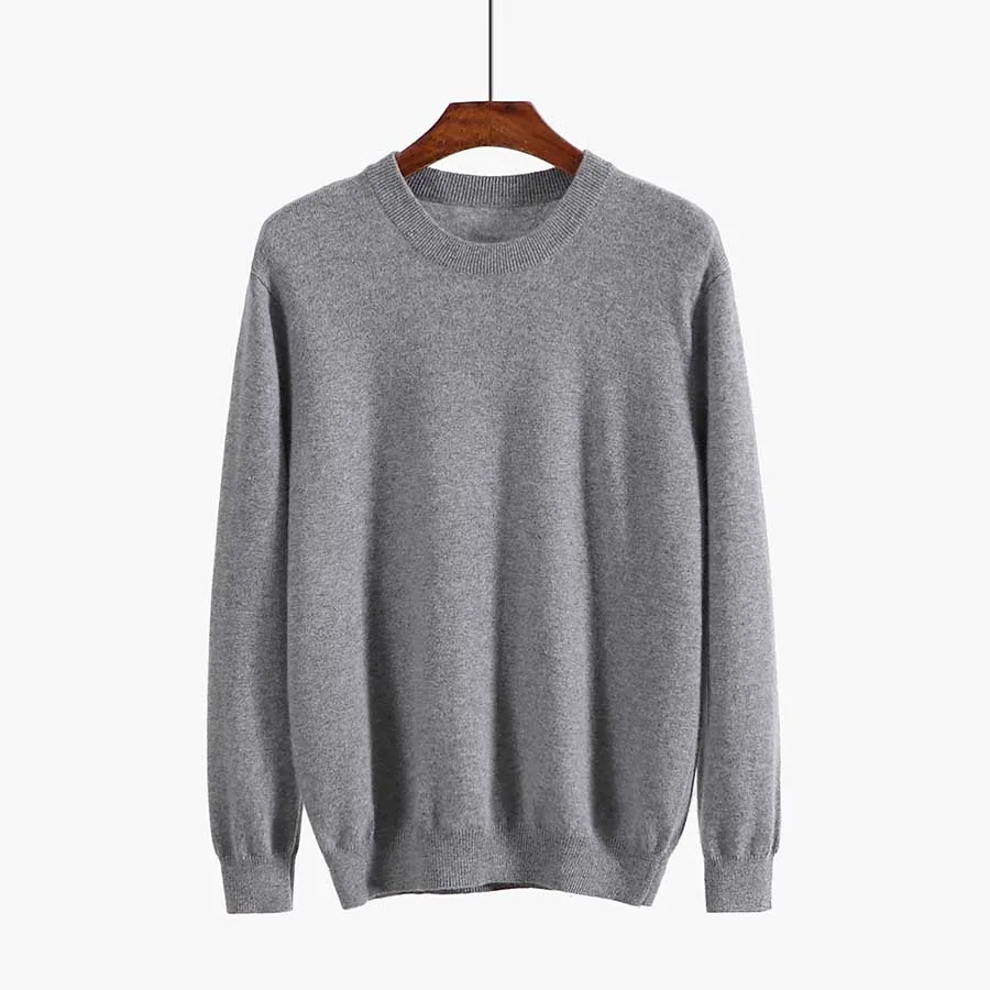 Custom long sleeve knitted solid color men pullover Merino wool sweater