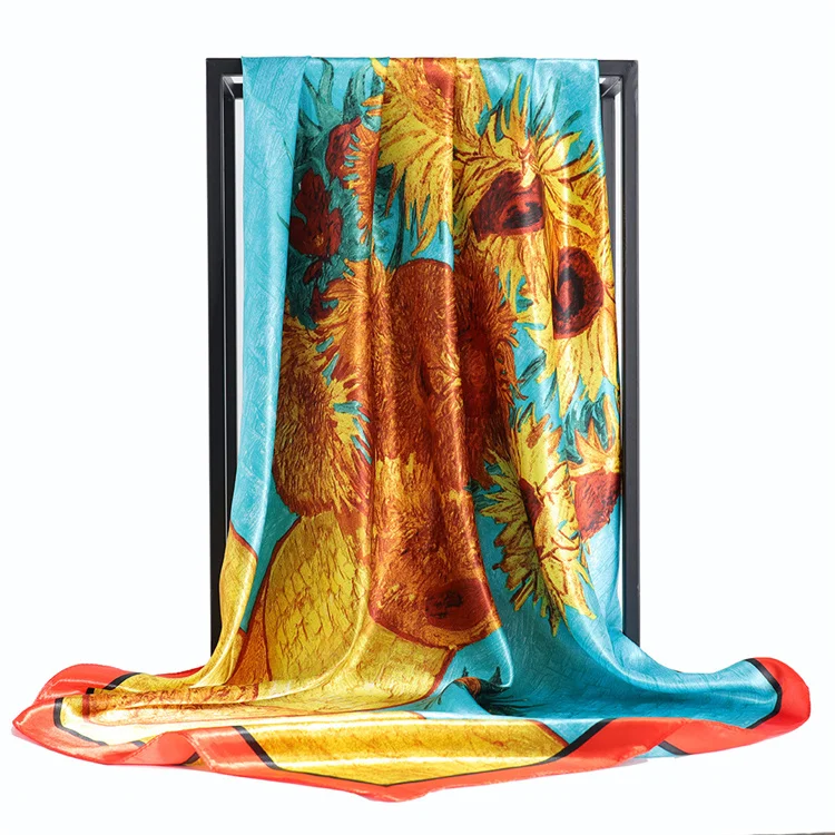 90*90 Luxury Silk Material Brand Letter C Style New Current Long Summer Scarves For Women