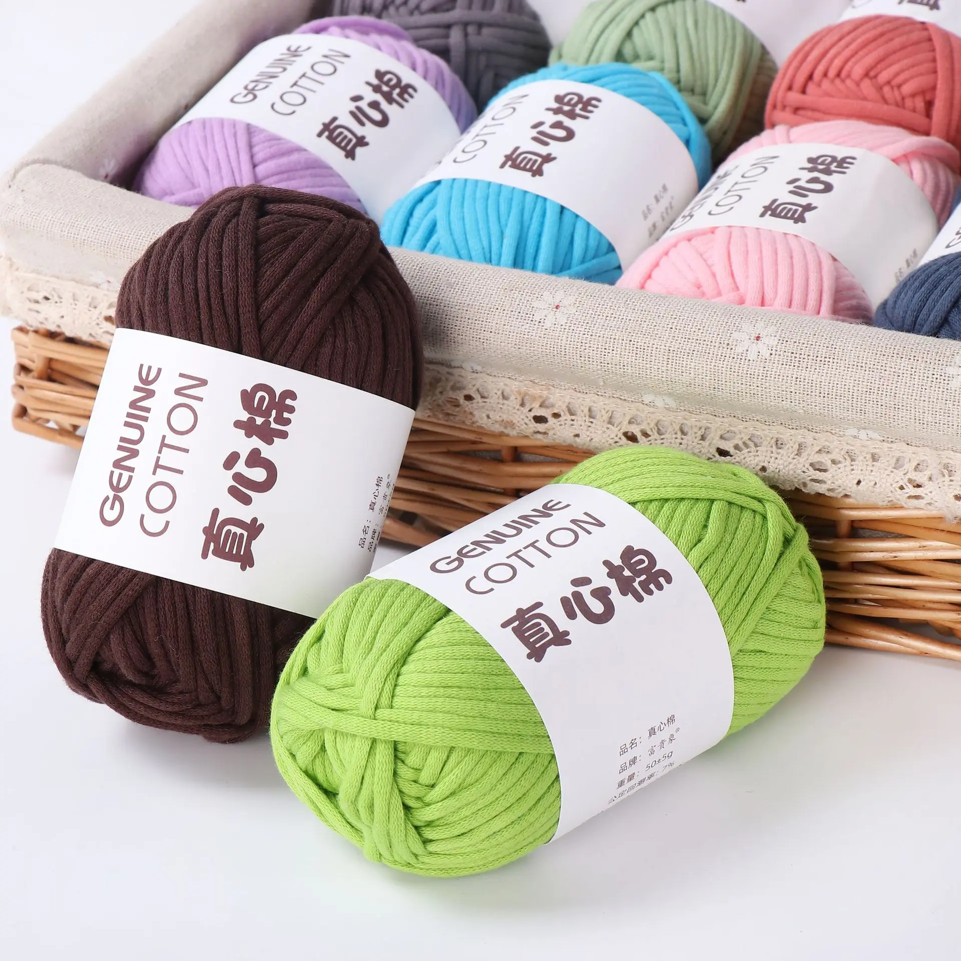 Yarn Craftsman 68% Cotton 32% Nylon Blended Yarn 10S/1 26 Colors DIY Knitting Chunky Core Spun T-shirt yarn for Bag
