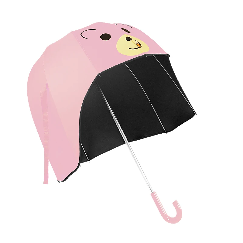 Helmet Umbrella Animal Printing Kids Umbrella Sun Shade Cartoon Hat Shape With Night Reflective Safety Strip