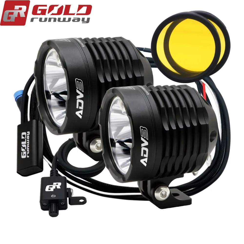 Круглые светодиодные фары GOLDRUNWAY ADV3 GR Designs для мотоциклов, 30 Вт, 3000 лм, 2,5 А