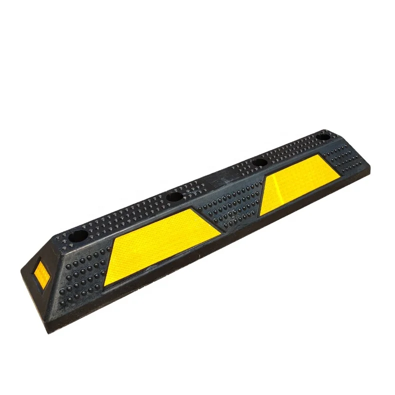 Hot sale yellow and black color heavy duty rubber car vehicle wheel stop for parking