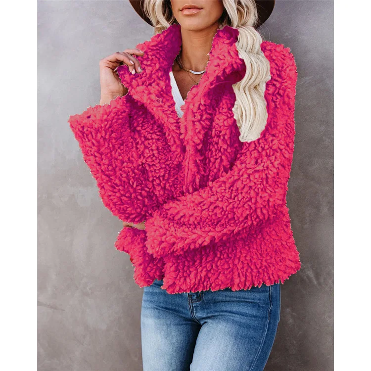 High Quality Fleece Short Zipper Fur Coat Women Long Sleeve White Fox Fur Coat Women